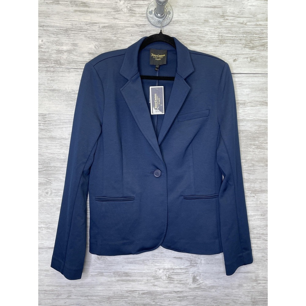 Juicy‎ Couture Blazer Womens Large Navy Lightweight Ponte One Button Jacket